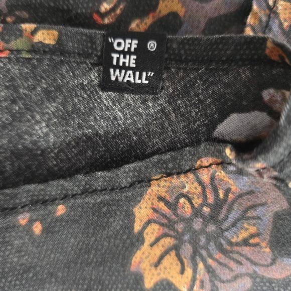 Vans Mens XXL Charcoal Gray Floral Tropical Button Down Shirt Resort Vacation - Picture 4 of 10
